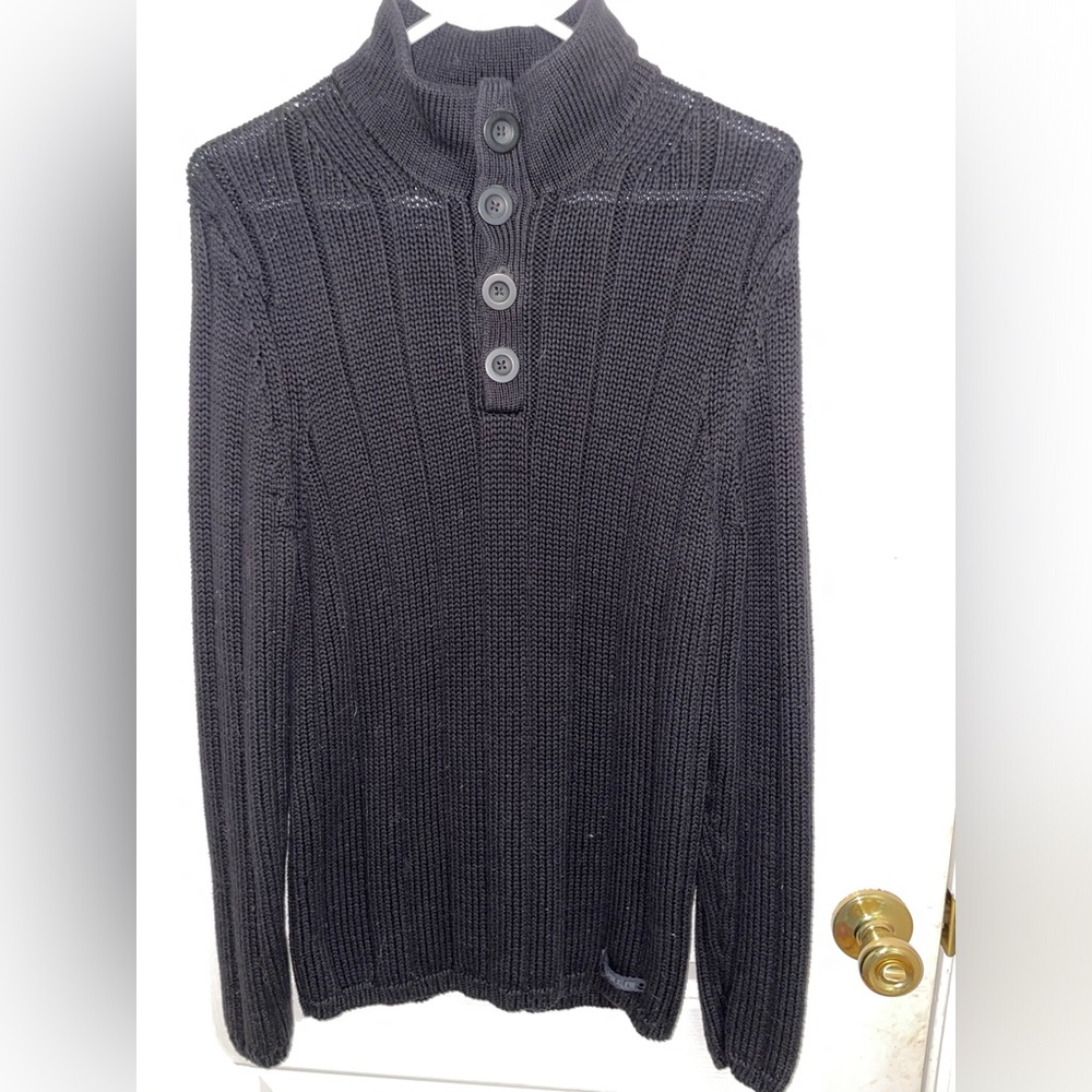 Calvin Klein | Black Rib Knit Long Sleeve Sweater - Picture 4 of 15